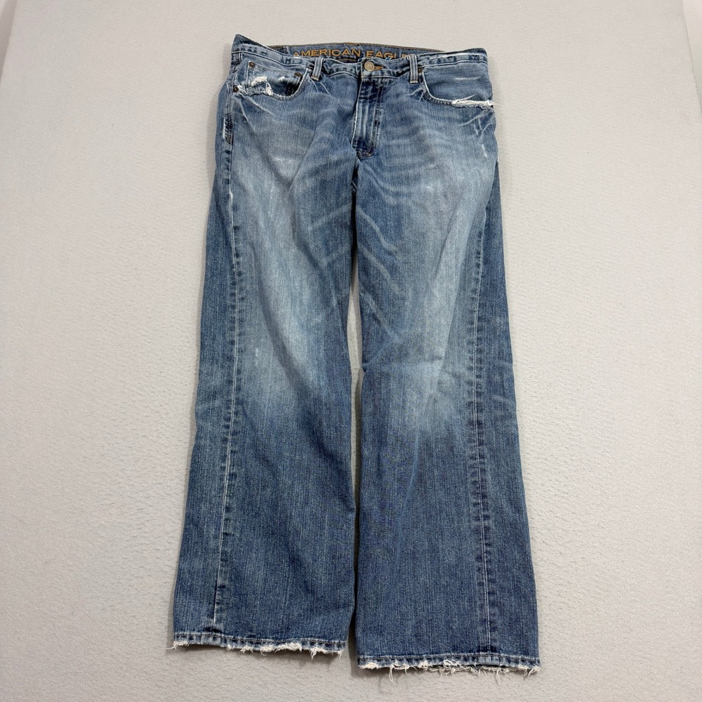Vintage American Eagle Jeans Men's 33x30 Blue Loose Fit Distressed Denim Casual